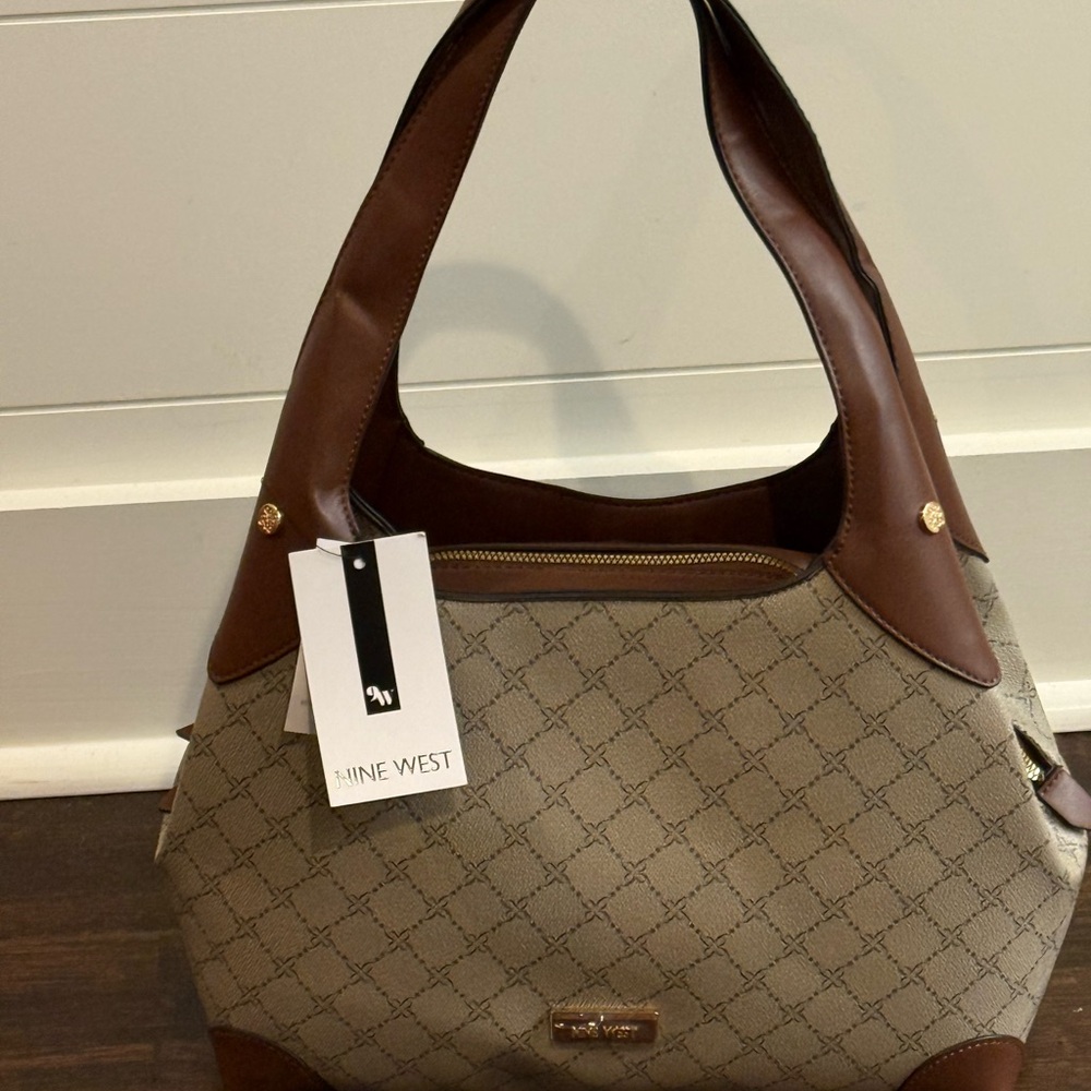 Nine West Elegant Brown and Cream Shoulder Bag